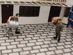 00/1:76 Hand painted figures 2 dray men deliving ales to pub