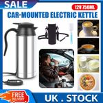 750ml Stainless Steel Electric Kettle Pot Car Portable Water Heater Bottle 12V