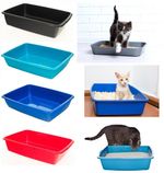 WHITEFURZE LARGE MEDIUM PLASTIC SILVER RED TEAL BLUE DOG CAT PET LITTER TRAY 