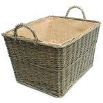 Wicker Storage Basket Large Willow Laundry Log Hamper Hessian Lined With Handles