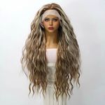Long Water Body Wave Lace Front 13 x 4 Brown Blonde highlight Pre Plucked 26”
