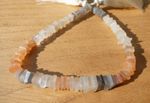 Peach White Grey Moonstone Smooth Flat Square Beads, 3 - 7mm, Strand Approx 8"