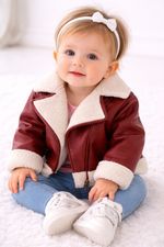 Jacket Baby Girl 6–9M Red Faux Leather Sherpa Lined Winter Coat