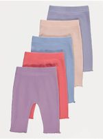 5 Pack Baby Girls Leggings 12-18 months Stretchy 100% Cotton Lettuce Hem George