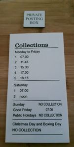 Royal Mail EIIR Post Box Door Insert Sign Collection Time plate & Private Tab