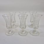 6x Etched Liqueur Glasses Stemmed Shot Glass Set Vintage 9cm B19