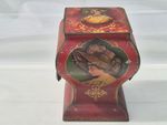 Antique ornate  Biscuit tin , with  Lithographs of  Female portraits 22 cm tall