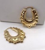 9ct Yellow Gold Medium Creole Gypsy Oval Earrings 3CM - Hallmarked