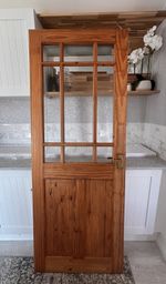 Solid Pine Glass Panel 1980S Internal Door Unpainted ￼