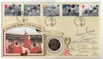 1996 BENHAM WORLD CUP 30TH ANNIV COIN COVER SIGNED HURST, PETERS & JACK CHARLTON