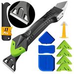 FOLAI Silicone Sealant Tool Finishing, Caulking Kit 5 in 1, Remover Stainless He
