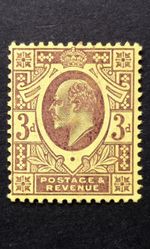 King Edward Vll GB 3d SG.232c Mint H Well Centred Good Perforation VF