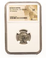 222-235 AD Roman Silver Denarius of Severus Alexander NGC XF