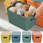 4Pcs Colorful Storage Box Plastic With Lid Kitchen Office Home Food Container