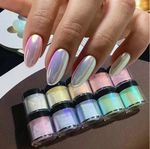 10 X Holographic Mirror Chrome Nail Powder Unicorn Pigment Dust Colours Effect