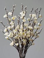 4pcs Artificial Flowers White Plum Blossom 21.7'' Fake Winter Sweet Long Stem