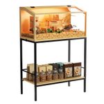 Hamster Cage Chewproof Tempered Glass Panel Habitats Openable Top Storage Shelf