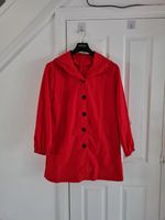 Generic Women's Red Hooded Trench Coat Lightweight Casual Long Jacket M