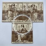 3 Antique Victorian Aesthetic Movement Transfer Printed Fireplace Tiles C1880