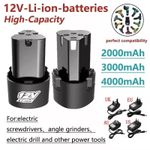 12V (2Ah/3Ah/4Ah) Rechargeable Lithium-Ion Batteries For Cordless Electric Tools