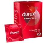 Durex Thin Feel Latex Condoms for More Sensitivity Regular Size Pack of 20