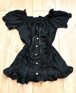 Fatal Frame Goth Doll Off-the-Shoulder Blouse, Short Puff Sleeve, Ruffle Lace
