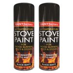 2 x Heat Resistant Matt Black Spray Paint Stove High Temperature BBQ 400ml Can