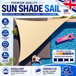 UK HEAVY DUTY SUN SHADE SAIL GARDEN PATIO AWNING CANOPY 98% UV BLOCK WATERPROOF