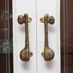 Set of 2 Antique Look Brass Veena look Door Handle for Drawer