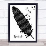 Freebird Black & White Feather & Birds Song Lyric Quote Music Print