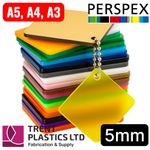 5mm Perspex Acrylic Sheet Coloured, Tinted, Frosted, Mirror A5 A4 A3 Cut to Size