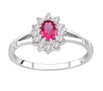 Sterling Silver 925 Simulated RUBY & CZ Cluster Ring size J to V