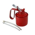 1 Pint Oil Can Garage Thumb Pump Lever Action Metal x2 Spouts Steel & Flexible