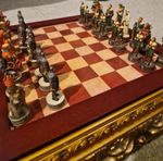 Vintage Robin Hood Themed Chess Set with Ornate Presentation & Storage Case