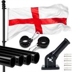 St George Flag 5x3FT with 6FT Wall Mounted Pole & Bracket England Polyester Kit