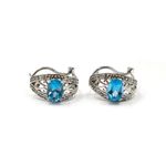 14ct white gold 1.70 carat topaz and diamond earrings with post and lever back