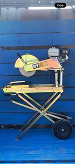 BT Engineering UK 14" Petrol Brick Saw Cutter on Wheeled Rolling Stand
