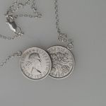 Double Lucky Sixpence Queen Elizabeth Coin Necklace With Sterling Silver Chain