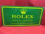 Large Vintage Enamel Sign ROLEX Official Retailer Watch Specialist CROWN Green