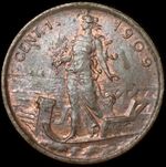 Italy 1 Centesimo 1909 R Emanuele III Copper Coin WCA 9