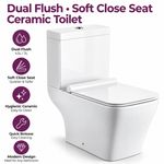 Modern Close Coupled Toilet WC Pan Cistern Soft Close Seat Eco Dual Flush