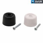 BLACK & WHITE RUBBER DOOR STOPS STOPPER - INCLUDES SCREWS - 28mm