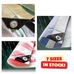 Medium Heavy Duty Striped Tarpaulin  Waterproof Market Stall Cover Tarp Sheet