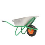 BiGDUG Galvanised Wheelbarrow - 120 Litre Green & Steel Home Garden Cart 150kg