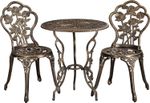 Yaheetech 3-Piece Patio Bistro Set Outdoor Aluminum Table & Chairs Bronze New