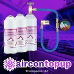 Car Aircon AC R1234 Compatible Refill Recharge Regas Gas x3+ Hose / Gauge Kit