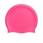Silicone Swim Cap Adult Woman One Size Water-resistant Dark Pink 