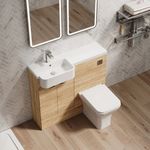 Hudson Reed Fusion 1000mm Semi-Recessed Chrome Vanity & WC Unit Bleached Oak