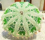 Indian Embroidered Garden Parasol Flower Outdoor Sun Shade Patio Umbrella 72in