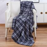 Grey Check Fleece Blanket Soft Warm Single Double King Tartan Sofa Throw Bed